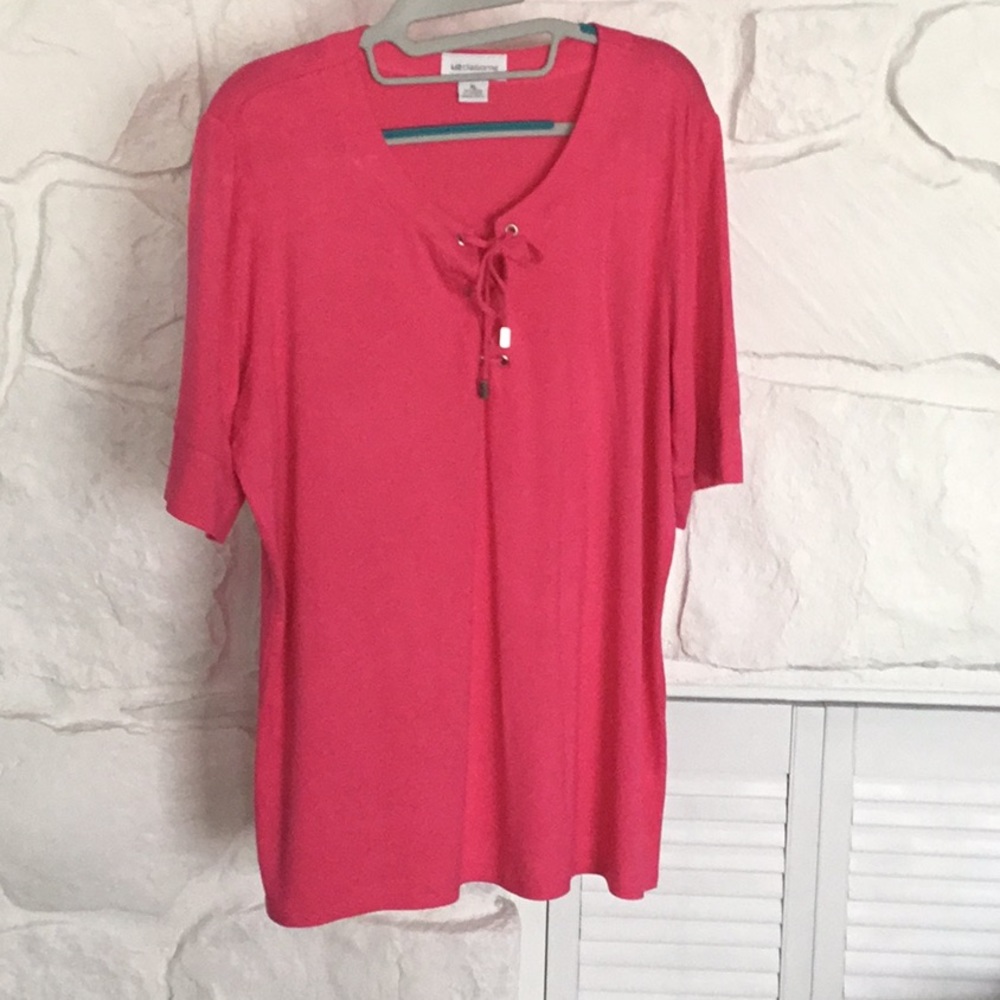Tie Front Top XL Liz Claiborne Pink